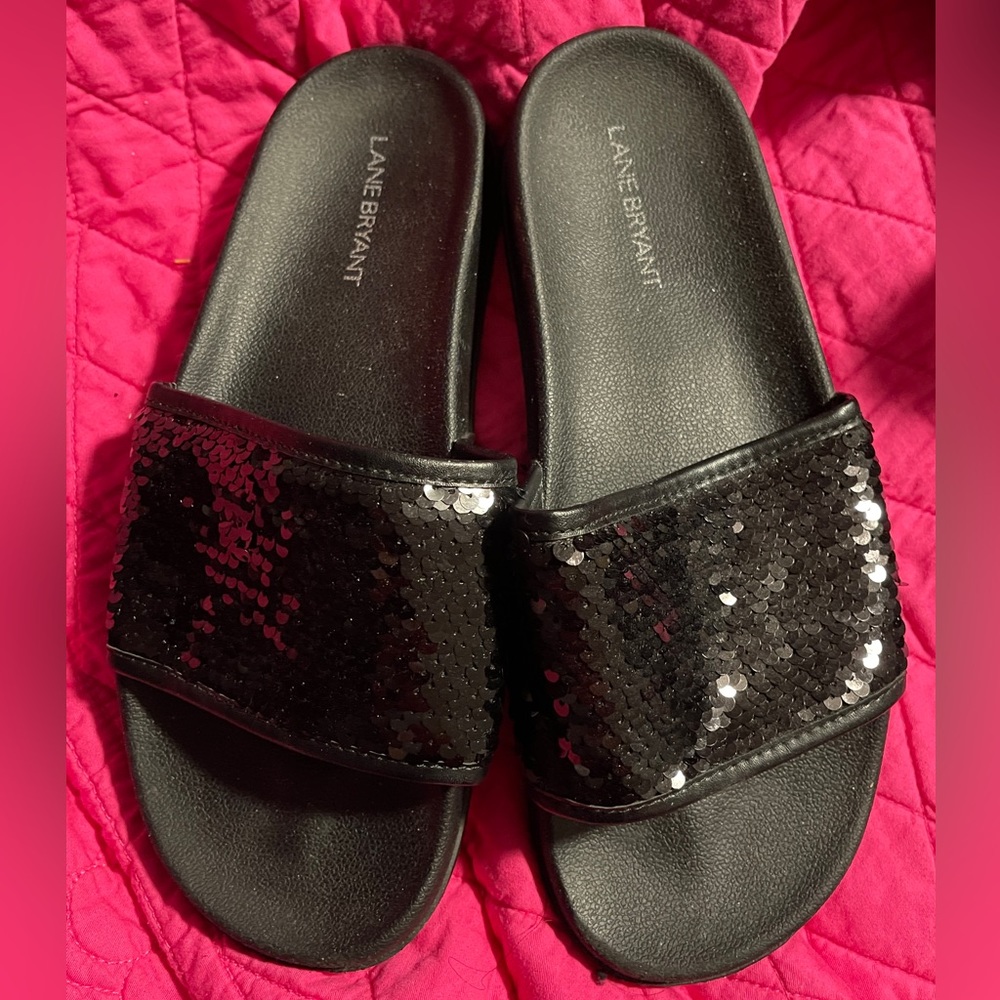 Lane Bryant Sequined Slides. Size 9